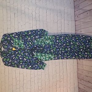 Diane von Furstenberg Collab Target Nylon Jazz Dot Green Blue Jumpsuit NEW XS